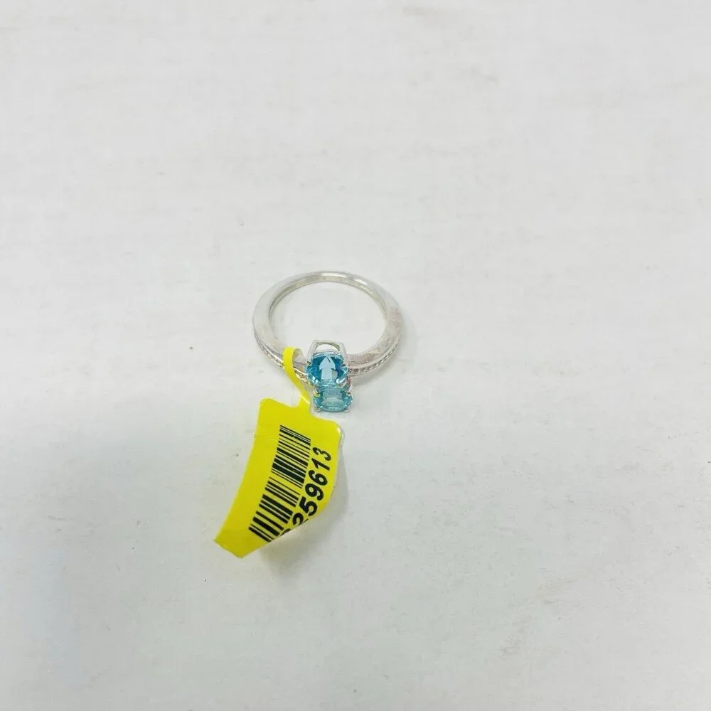 Madagascar Paraiba Apatite Size 5 925 Sterling Silver Bypass Ring 1.07 cts. 5008
